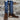 Olathe Men's 16" Leather Boot with Regal Blue Top and Roughout Vamp view of front and side