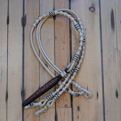 Traditional Rawhide 110" 12 Plait Romel Reins - Natural with Accents