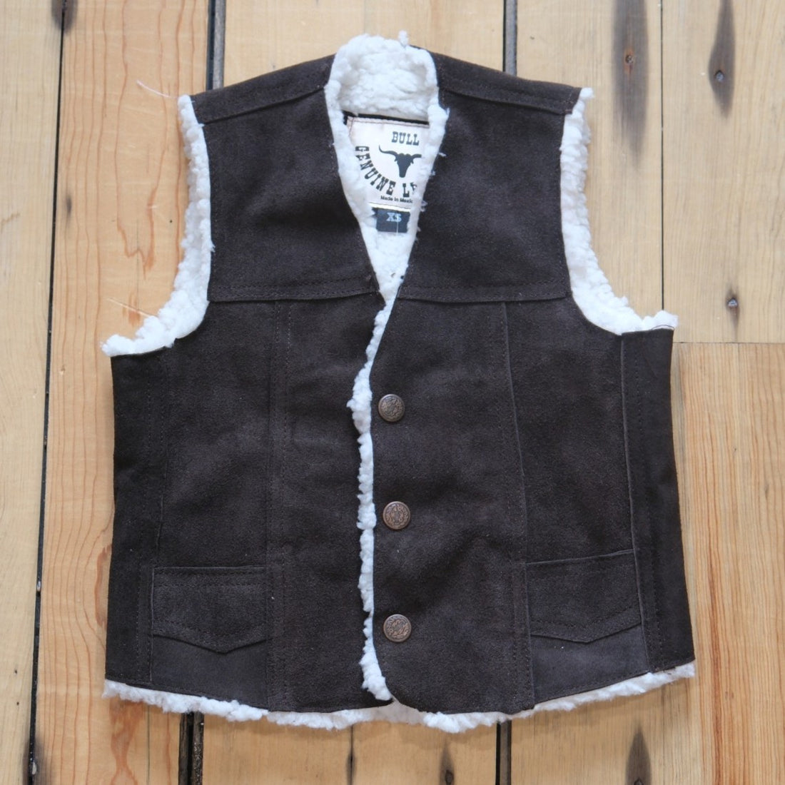 SouthBay Kids Fleece Lined Leather Vest - Dark Brown