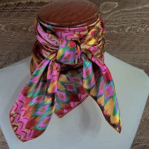Cowboy Images Charmeuse Diamonds Pink Gold Wild Rag