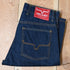 View of Kimes Ranch Cal Jeans in Blue, featuring a higher rise and straight boot leg