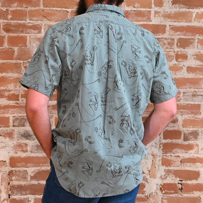 View of Filson Alaskan Guide Shirt featuring lightweight cotton twill fabric, short sleeves, and gusseted chest pockets