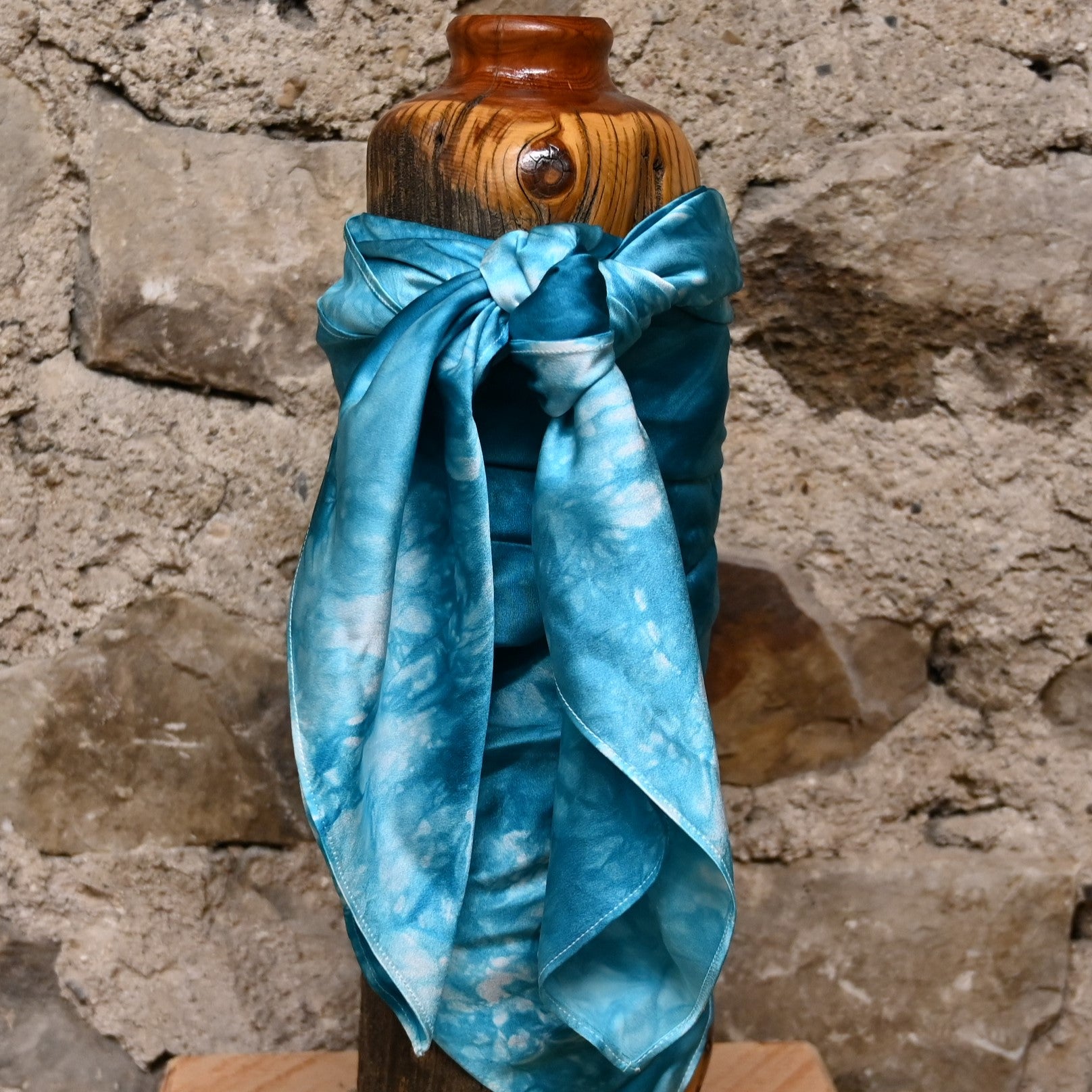 Amber Waves Charmeuse 44&quot; Wild Rag in Tide view of wild rag