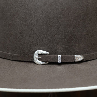 Serratelli 8X Liberty felt hat in Walnut with an open crown and 4" bound edge brim.