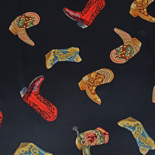 Cowboy Images Charmeuse Boots On Black 36x36 wild rag