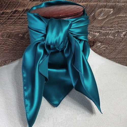 Cowboy Images dark teal charmeuse wild rag 44x44