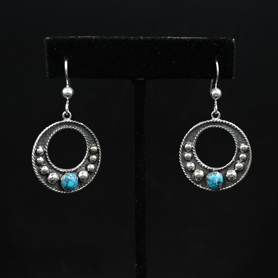 Vogt Turquoise by Blair sterling silver earrings with turquoise and rope-edge design