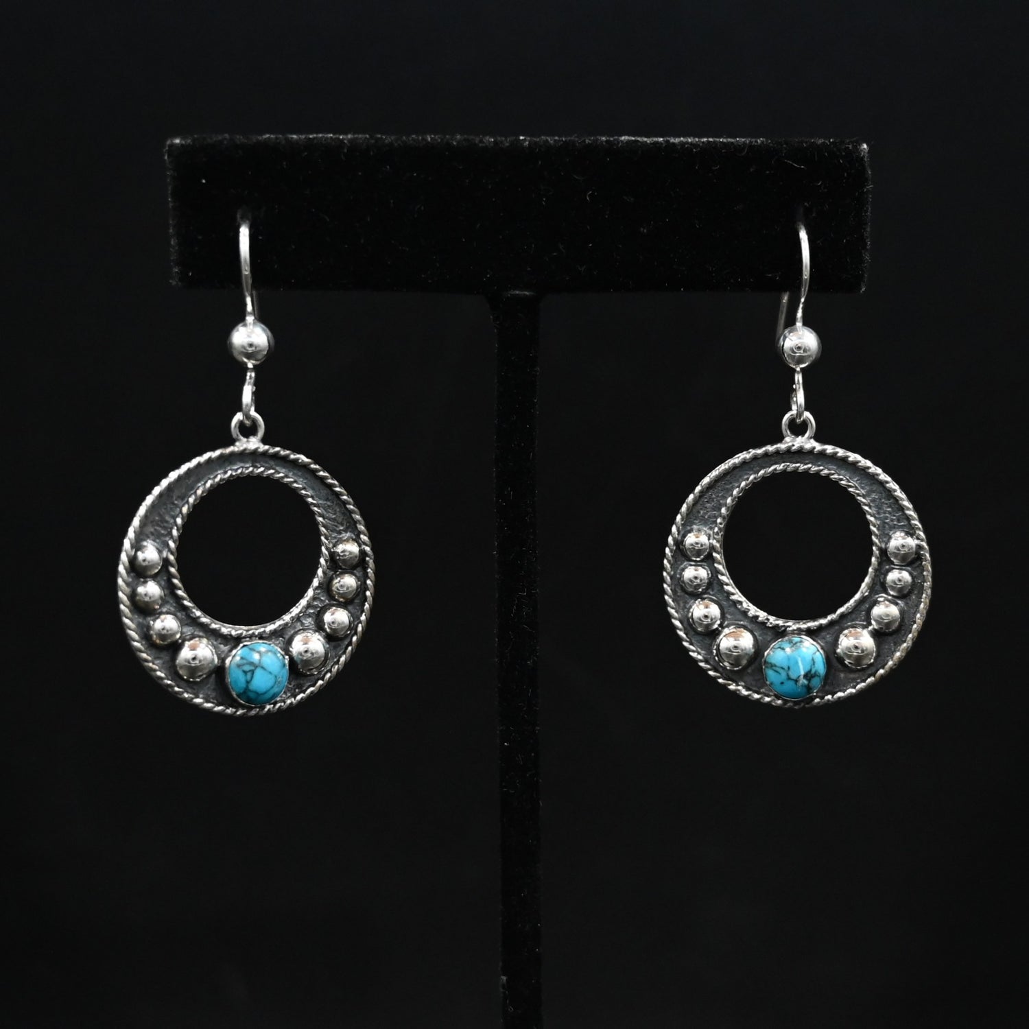 Vogt Turquoise by Blair sterling silver earrings with turquoise and rope-edge design