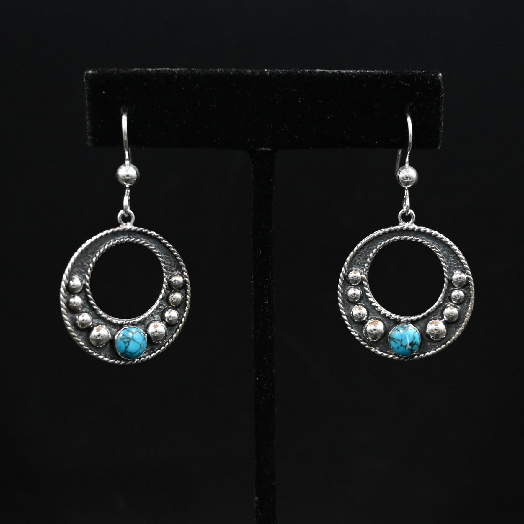 Vogt Turquoise by Blair sterling silver earrings with turquoise and rope-edge design