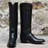 View of Stallion Ladies 16" Black European Calf English High Boot with B toe and covered piping