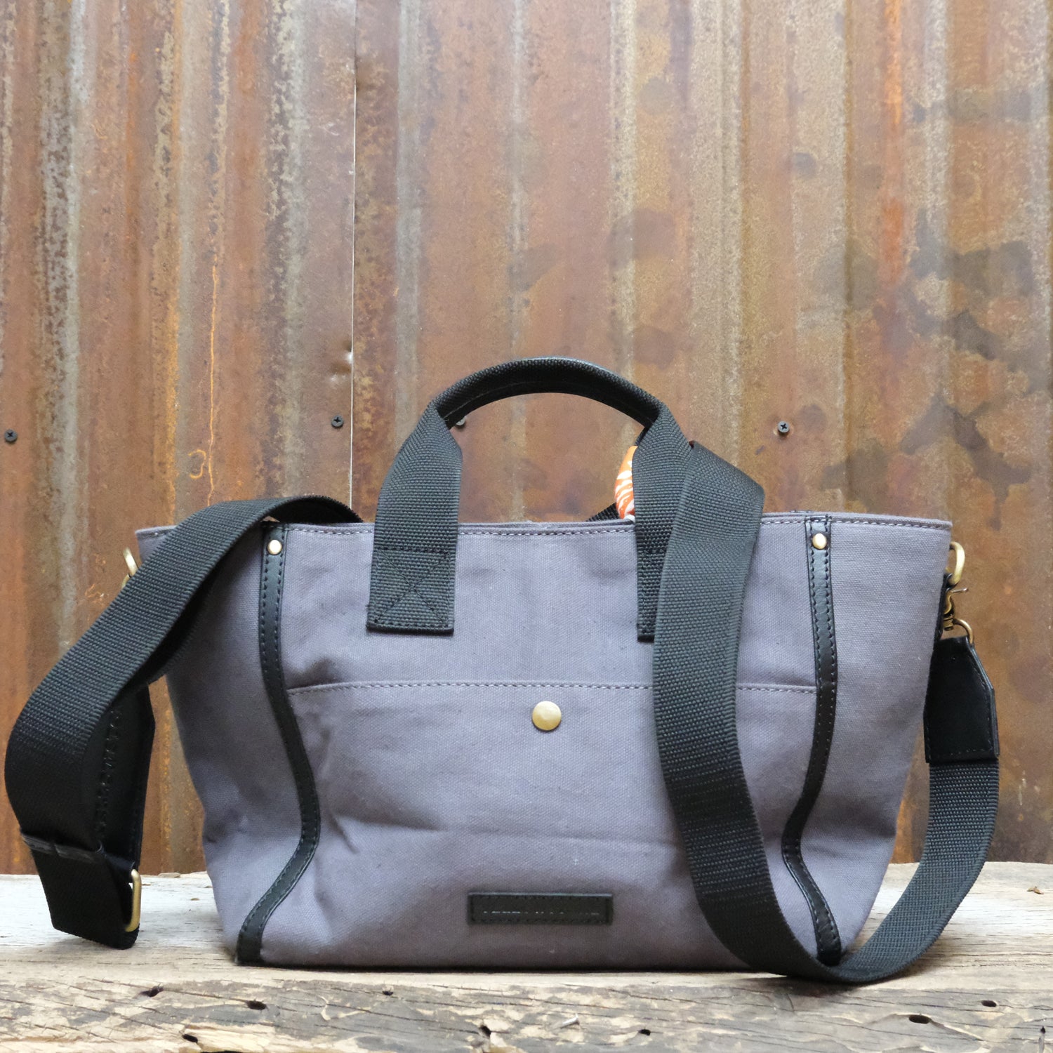 Myra Yellowstone Echo Valley Ash printed canvas crossbody bag with leather trim and matching scarf