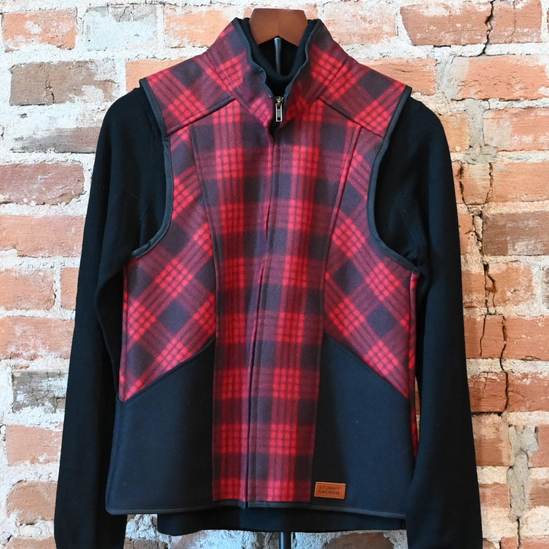 Stormy Kromer Ida Outfitter Vest Black Red Tartan front view