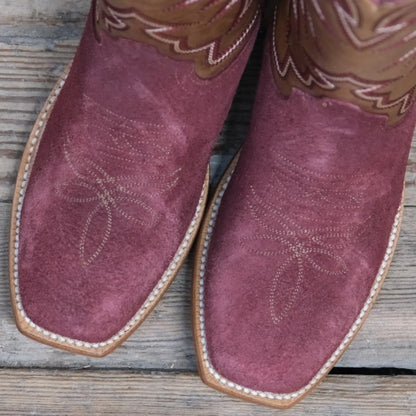 Hyer ROSE HILL 13" - Rolled Oats Top with Burgundy Roughout Vamp