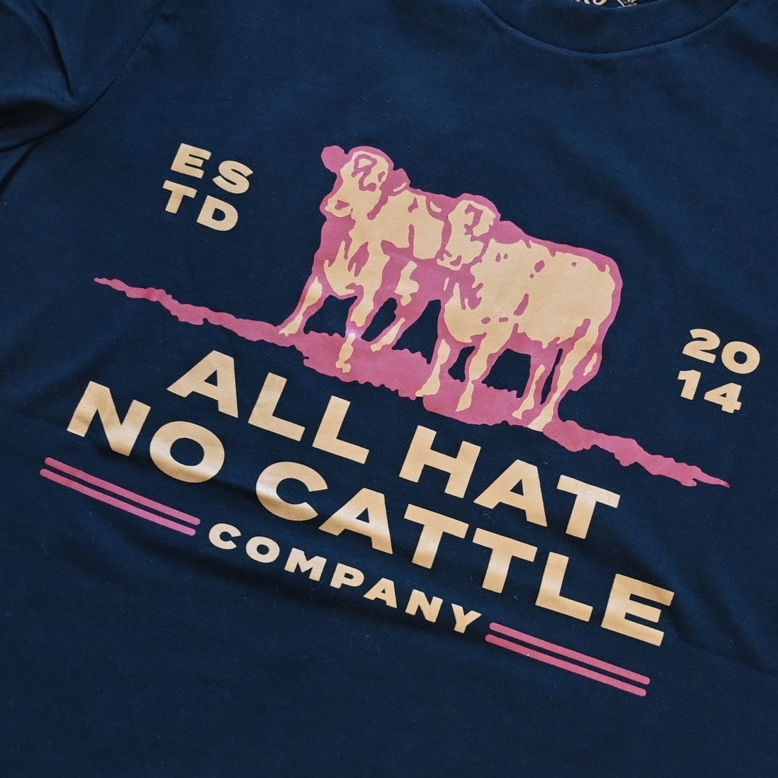 Sendero black “All Hat No Cattle” tee with white Western graphic