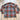 View of Pendleton men’s wool board shirt in tan red plaid with square hem and bias chest pockets