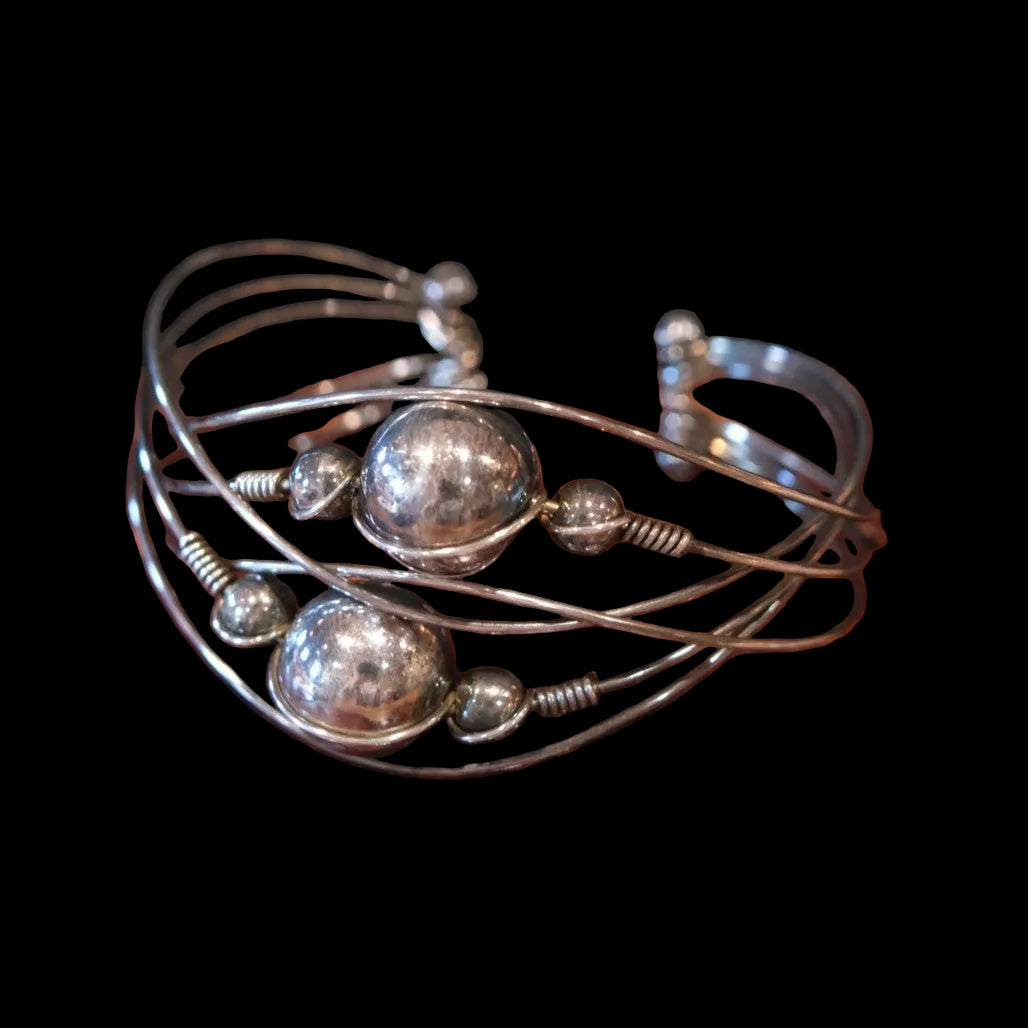 Rubio Enterprises Sterling Silver Multi Wire Ball Bead Cuff Bracelet