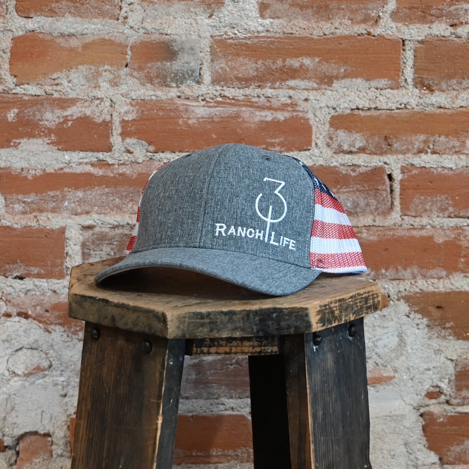 3:10 Heather Grey and American Flag Hat