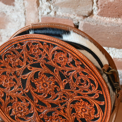 Myra Intrepid round leather &amp; hairon bag