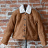Schaefer ladies brown shearling jacket with Western yoke and cropped fit