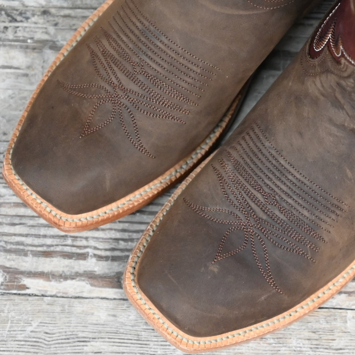 Bottes Cowboy Western Hyer Hays 13" Marron Cuir - Taille Large E - Neuf Avec Défauts