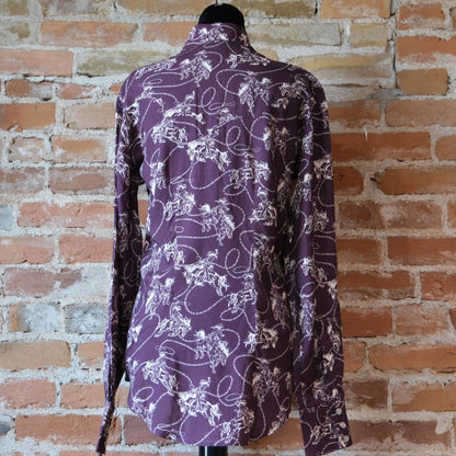 Rockmount Ladies Burgundy Western Print Shirt