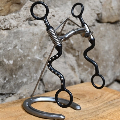 Myler black steel seven shank bit with sweet iron forward-tilt low port MB 36