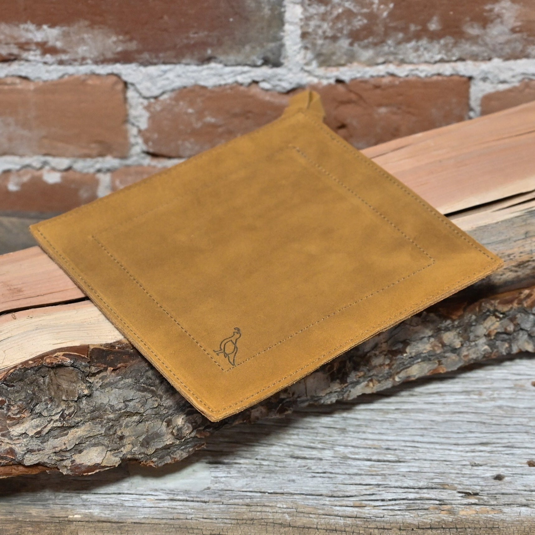 View of Smithey Full Grain Leather Potholder – Handcrafted heat-resistant accessory for secure handling of hot cookware