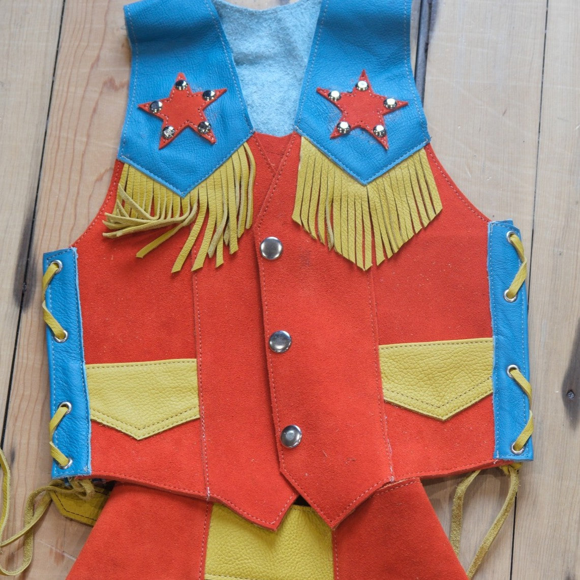 SouthBay Kids Rodeo Vest and Chaps Set - Blue and Orange