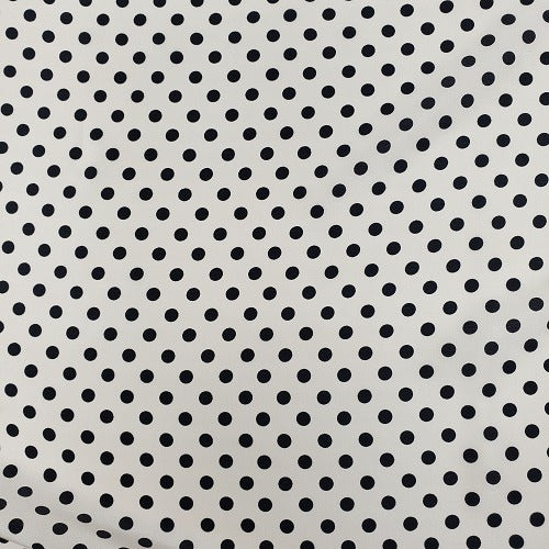 Cowboy Images 36x36 beige silk crepe de chine scarf with 3/16″ black dot pattern