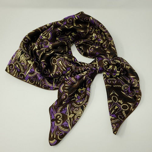 Cowboy Images Charmeuse Code Brown Wild Rag 44X44