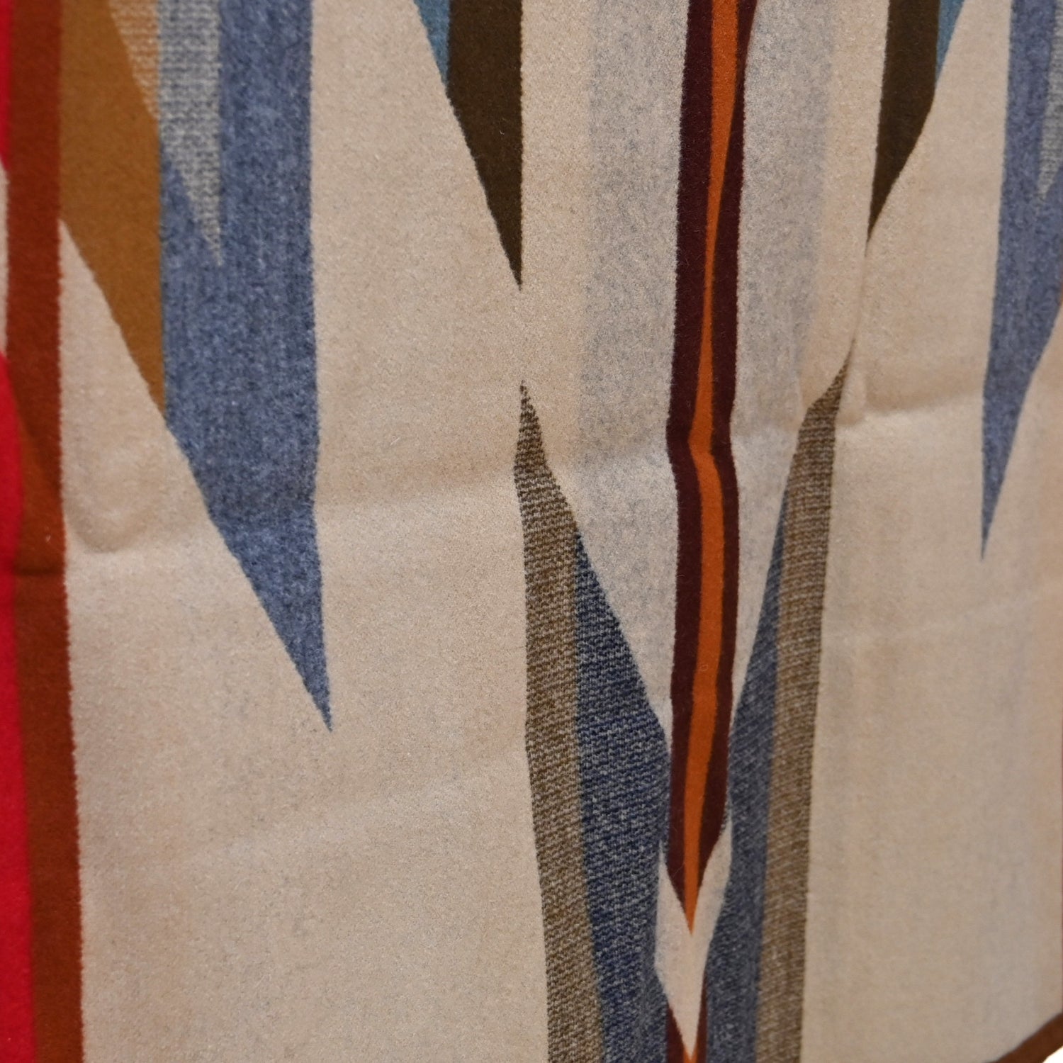 View of Pendleton Wyeth Trail Queen blanket with bold geometric jacquard pattern