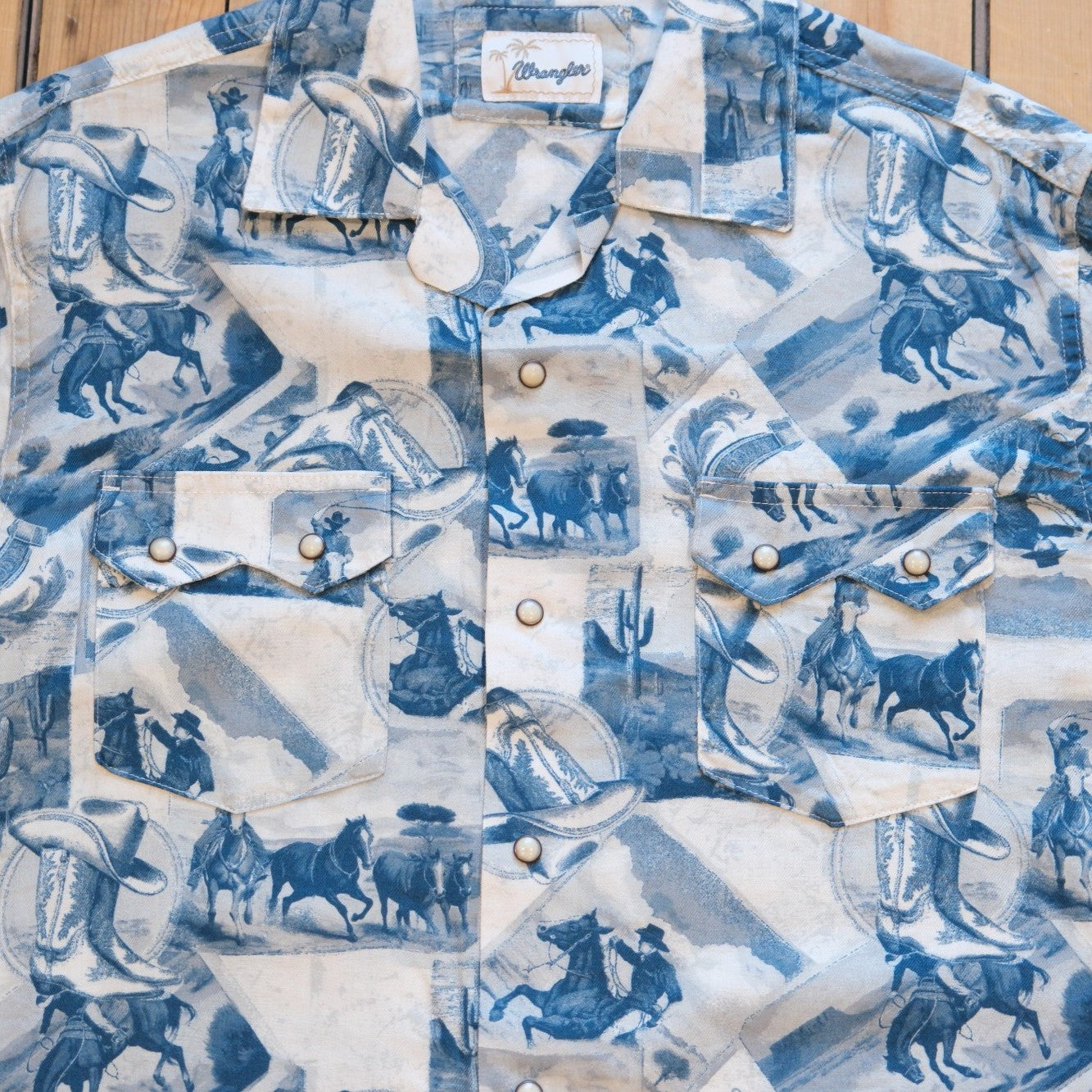 Wrangler Coconut Cowboy Camp Shirt: Cowboy Toile