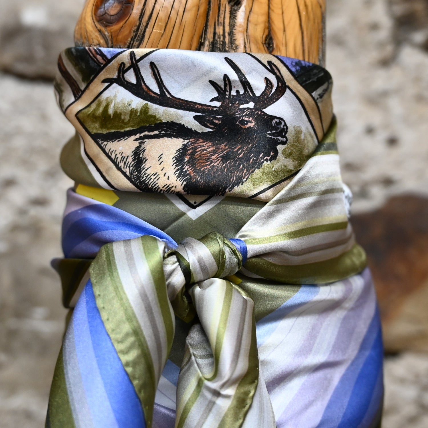 Schaefer Heritage Jackson Hole silk wild rag 36x36 with Western-inspired pattern