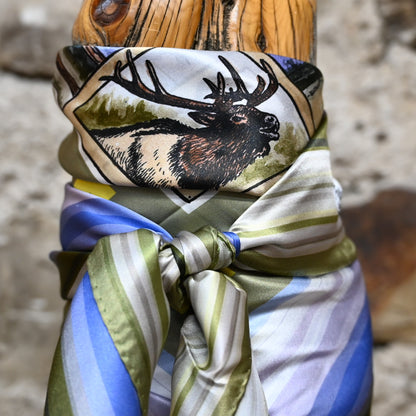 Schaefer Heritage Jackson Hole silk wild rag 36x36 with Western-inspired pattern