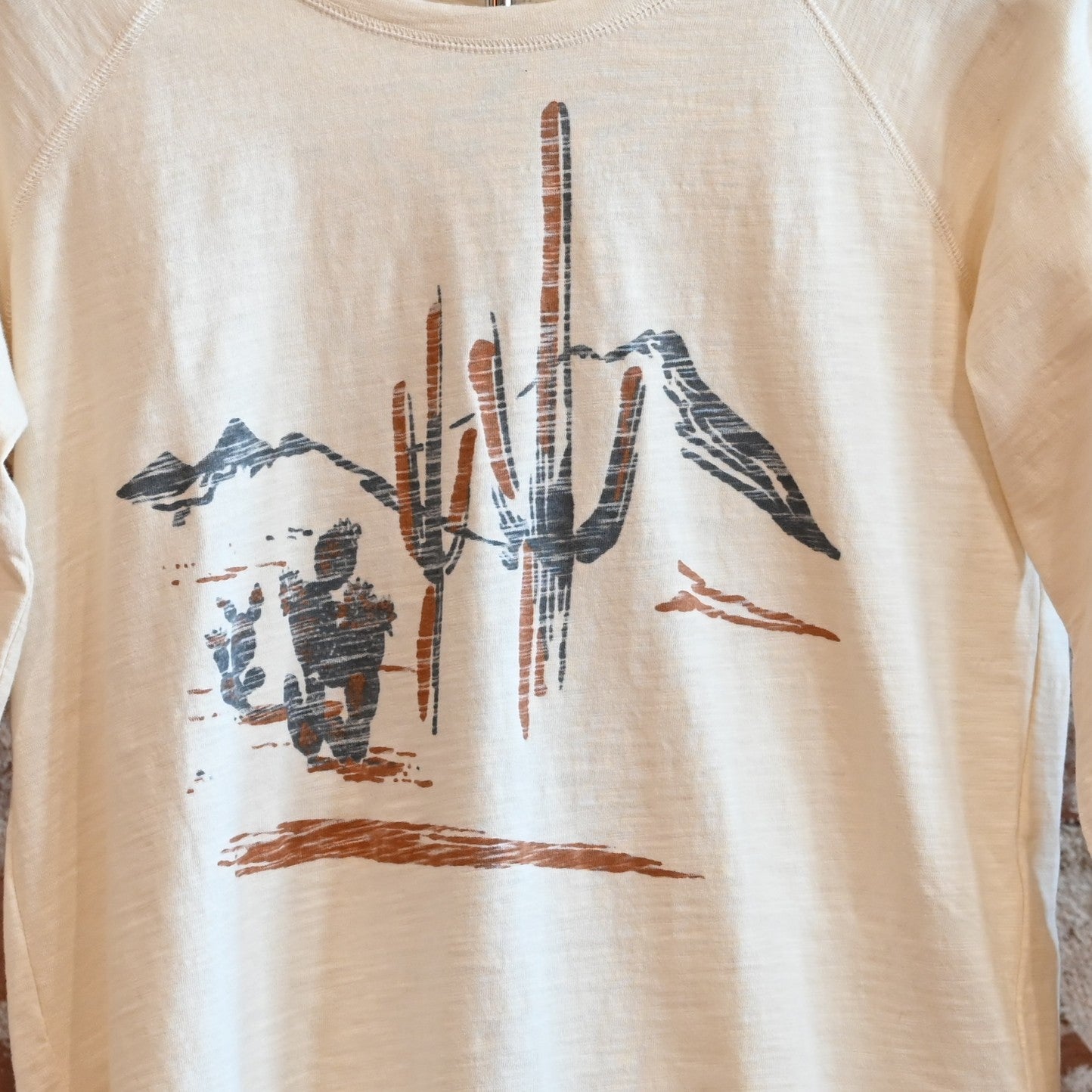 View of Pendleton long sleeve graphic tee in Antique White with front print