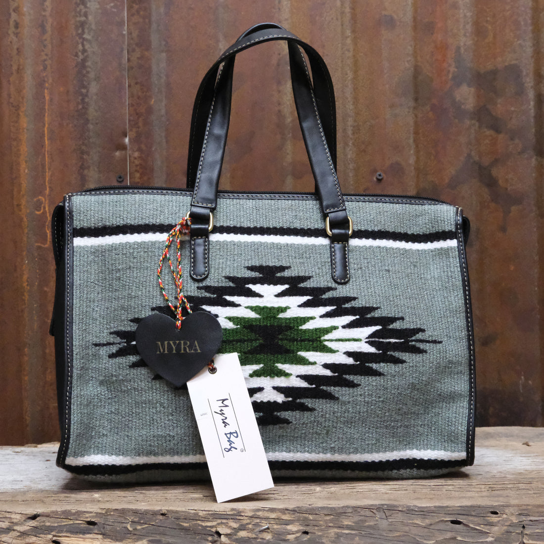 Myra Cloud Arrow printed canvas tote bag with leather trim and spacious interior