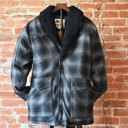 Schaefer Outfitter Wool Coat With Shearling Collar in black Melton wool with shearling collar and front pockets