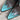 View of Lucchese ladies 11″ boot in chocolate leather with powder blue toe and collar, buckstitch trim, and tassel
