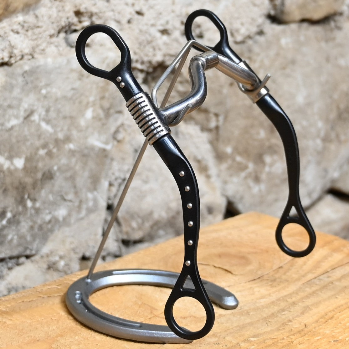 Myler black steel seven shank Western bit with sweet-iron medium-wide ported barrel MB 33