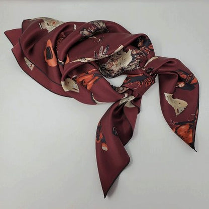 Cowboy Images Wild West burgundy charmeuse wild rag 36x36