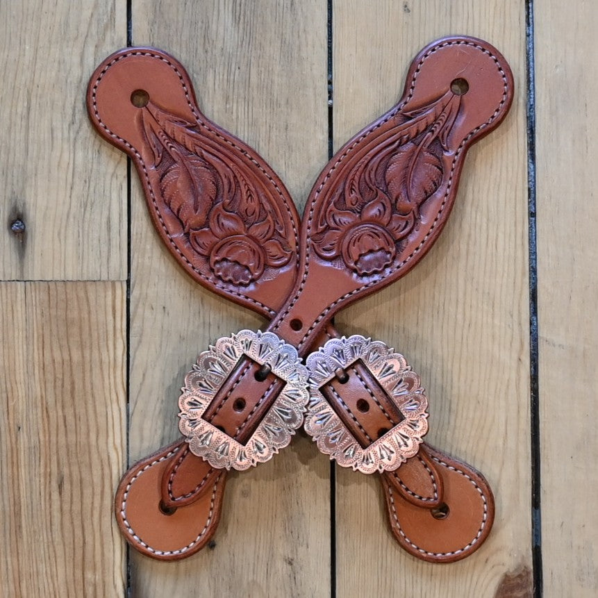 Deeter Floral Hand Stamped Spur Strap with Stainless Steel Buckle
