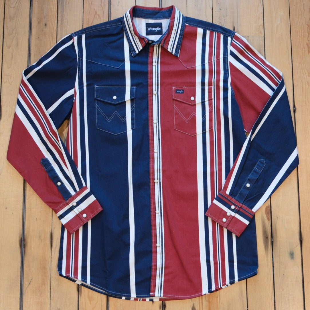 Wrangler Vintage Inspired Brushpopper Western Snap Workshirt: Americana