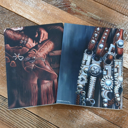 View of boots and tack