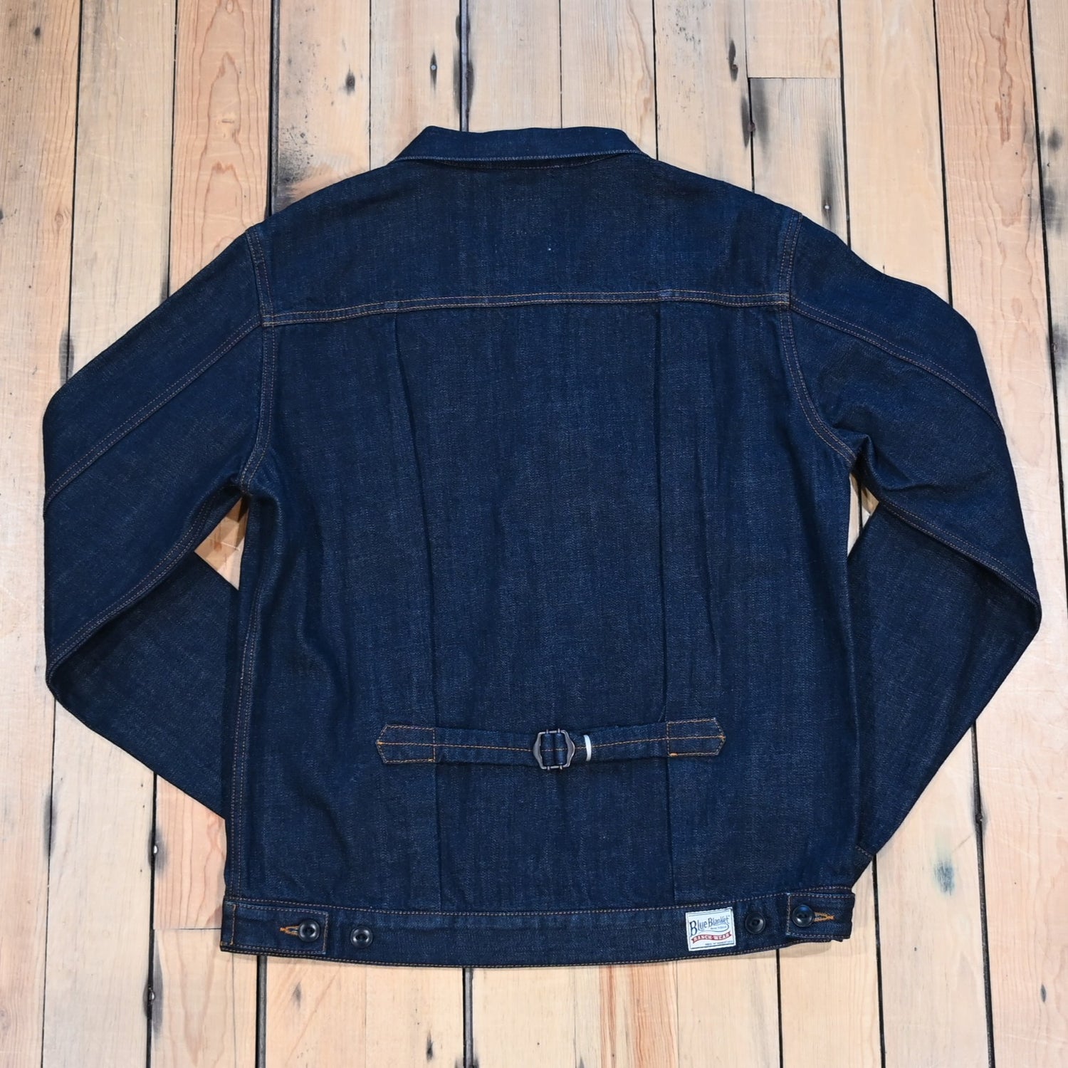 Blue Blanket Denim Jacket in Japanese Indigo with buckle-back cinch and flap pockets
