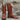 View of Hondo 13" cowboy boot in maple vintage leather with red inlays and wide square toe