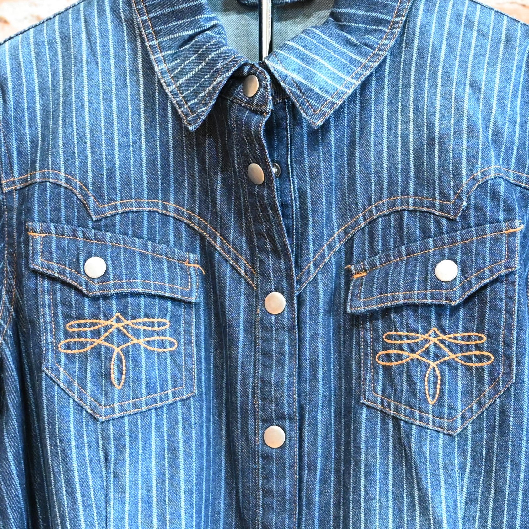 Double D Ranch Gunslinger Workshirt – Pinstriped Denim with