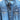 View of Double D Ranch Gunslinger Workshirt – Pinstriped denim shirt with custom concho buttons and detailed embroidery for a Western-inspired design