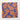 View of Schaefer paisley wild rag scarf in blue, orange and red with bold border and rolled edges