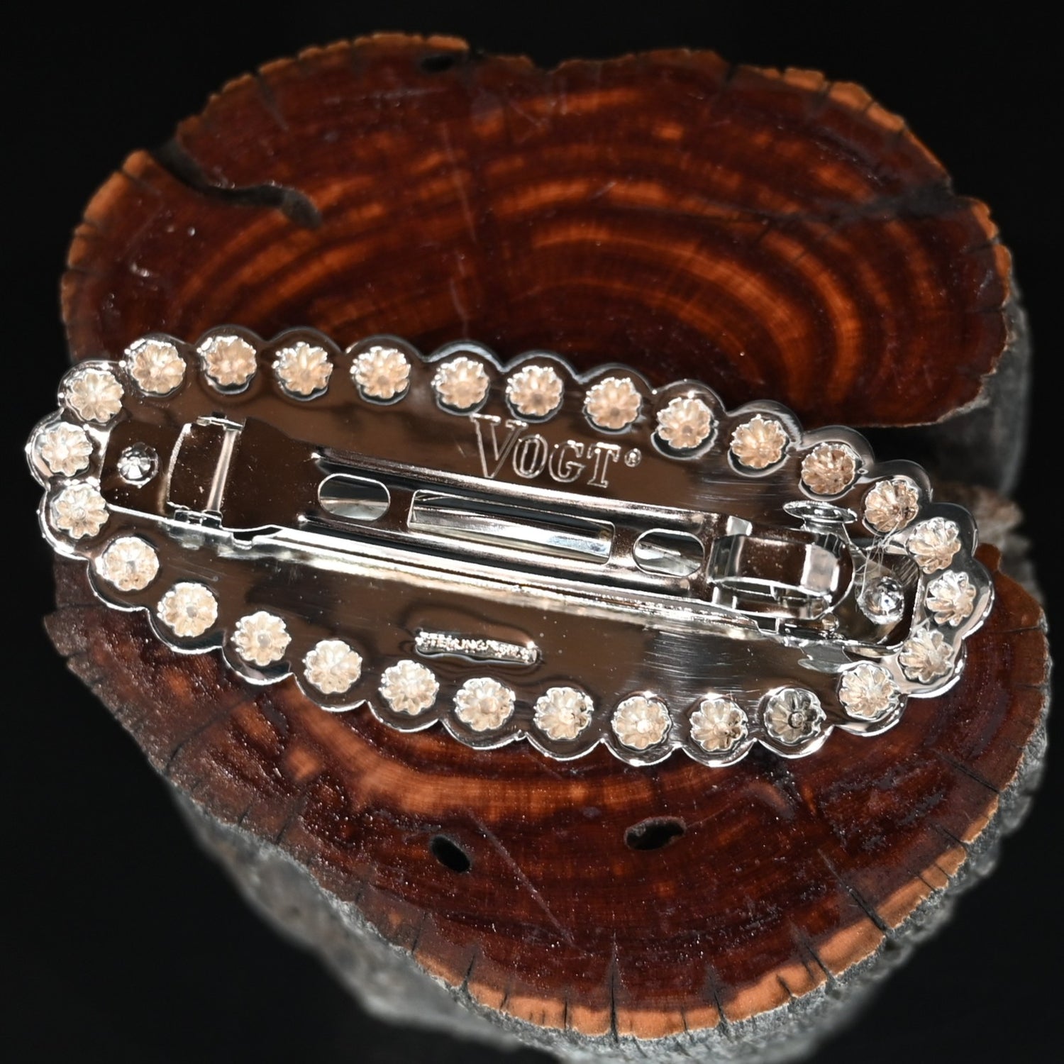 Vogt Silversmiths Rosette floral sterling silver barrette