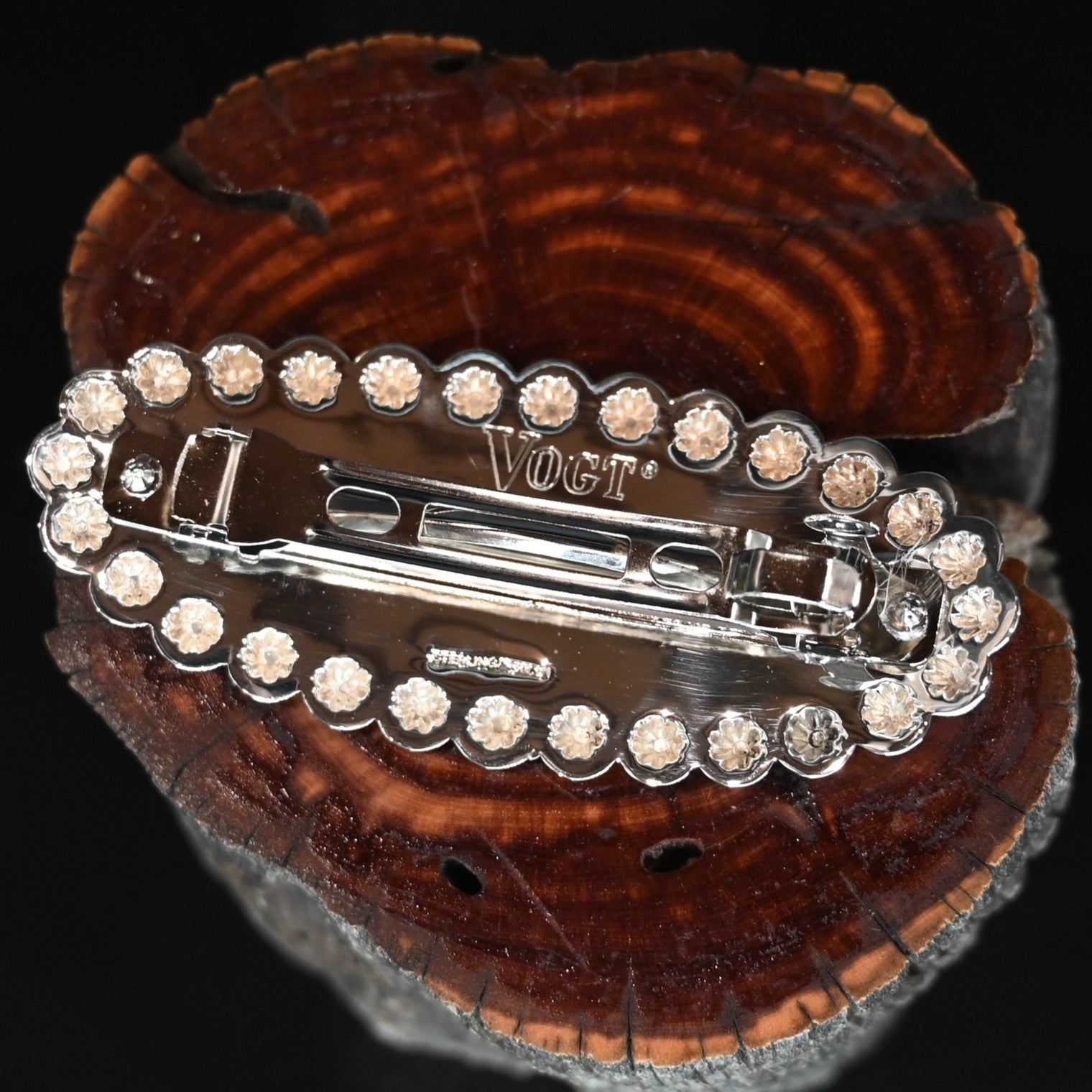 Vogt Silversmiths Rosette floral sterling silver barrette